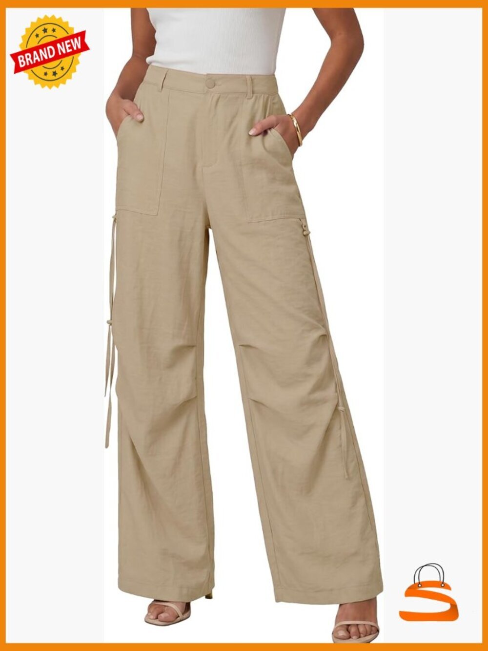 Wide Leg Pleated Palazzo Pants Flowy Trousers with Pockets